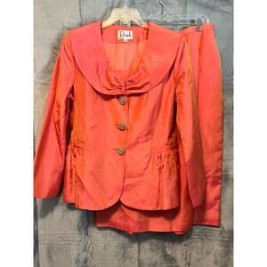 Elizeh Skirt Suit Set Party Cocktail Evening‎ Occasion Blazer Jacket 16 Vintage